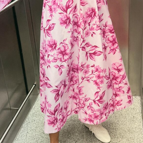 Pink Floral Midi Skirt | Formal Skirt | Pink Midi Skirt - Picture 2 of 6
